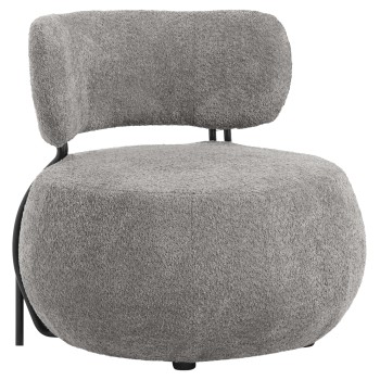 LOUNGE CHAIR ROUND KARSEN FK9598.01 GREY BOUCLE FABRIC 75x75x75H cm.