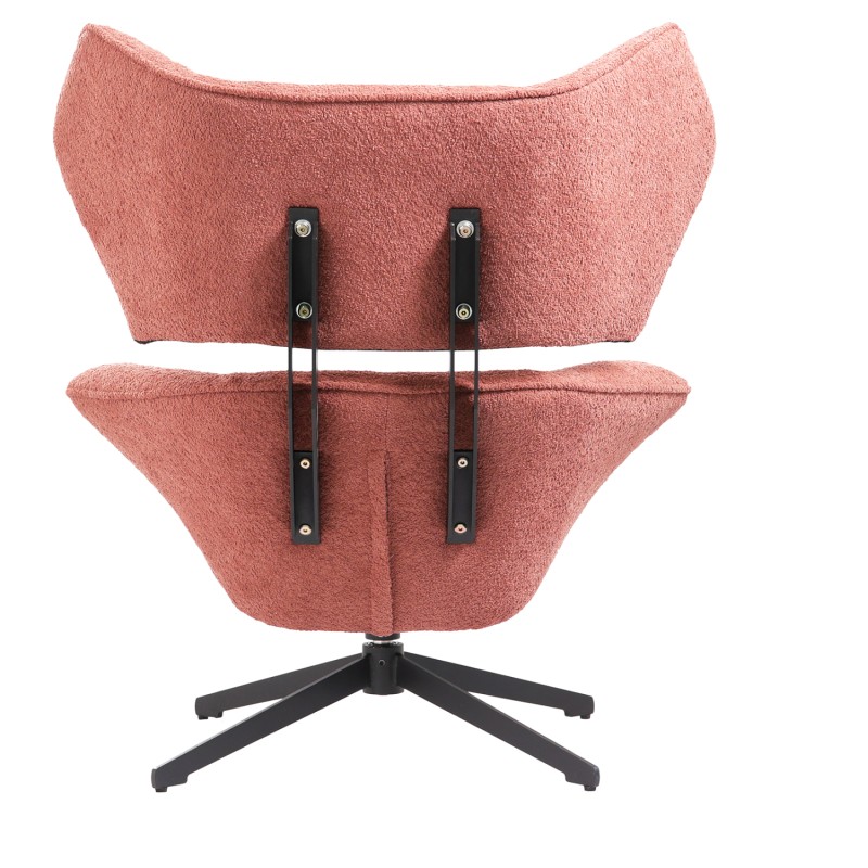 ARMCHAIR SWIVEL BRYLL FK9597.02 PINK BOUCLE-BLACK METAL BASE 86x90x97Hcm. ARMCHAIR SWIVEL BRYLL FK9597.02 PINK BOUCLE-BLACK METAL BASE 86x90x97Hcm.