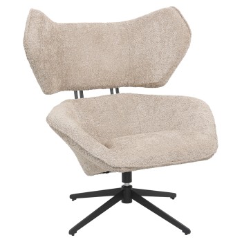 ARMCHAIR SWIVEL BRYLL FK9597.08 BEIGE BOUCLE-BLACK METAL BASE 86x90x97Hcm.