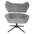 ARMCHAIR SWIVEL BRYLL FK9597.05 PISTACHIO GREEN BOUCLE-BLACK METAL BASE 86x90x97Hcm.