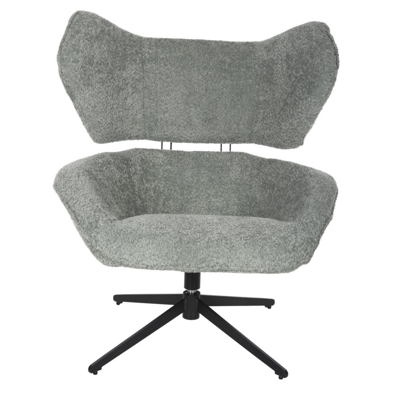 ARMCHAIR SWIVEL BRYLL FK9597.05 PISTACHIO GREEN BOUCLE-BLACK METAL BASE 86x90x97Hcm.