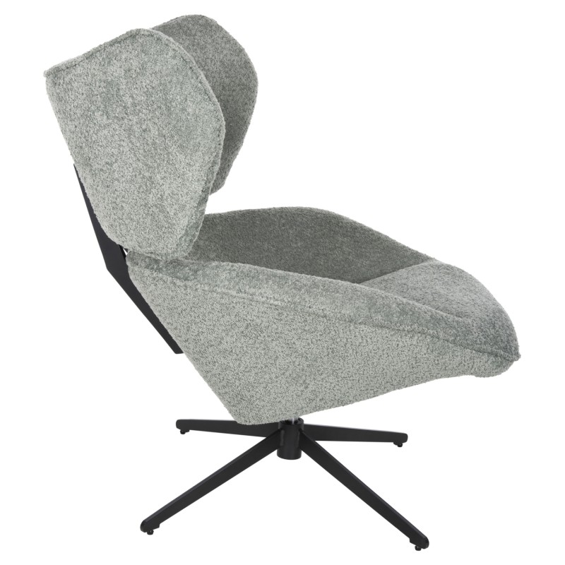 ARMCHAIR SWIVEL BRYLL FK9597.05 PISTACHIO GREEN BOUCLE-BLACK METAL BASE 86x90x97Hcm.