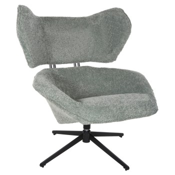 ARMCHAIR SWIVEL BRYLL FK9597.05 PISTACHIO GREEN BOUCLE-BLACK METAL BASE 86x90x97Hcm.