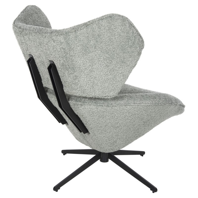 ARMCHAIR SWIVEL BRYLL FK9597.05 PISTACHIO GREEN BOUCLE-BLACK METAL BASE 86x90x97Hcm.