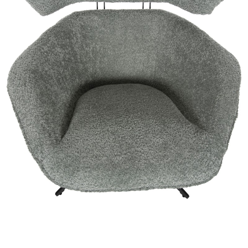 ARMCHAIR SWIVEL BRYLL FK9597.05 PISTACHIO GREEN BOUCLE-BLACK METAL BASE 86x90x97Hcm.
