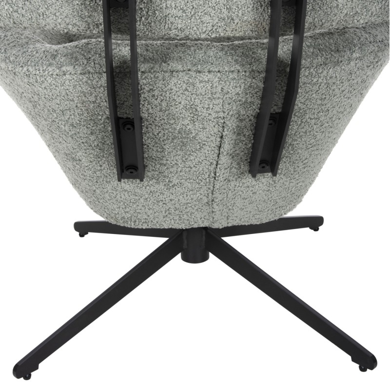 ARMCHAIR SWIVEL BRYLL FK9597.05 PISTACHIO GREEN BOUCLE-BLACK METAL BASE 86x90x97Hcm.
