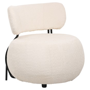 LOUNGE CHAIR ROUND KARSEN FK9598.06 ECRU BOUCLE FABRIC 75x75x75H