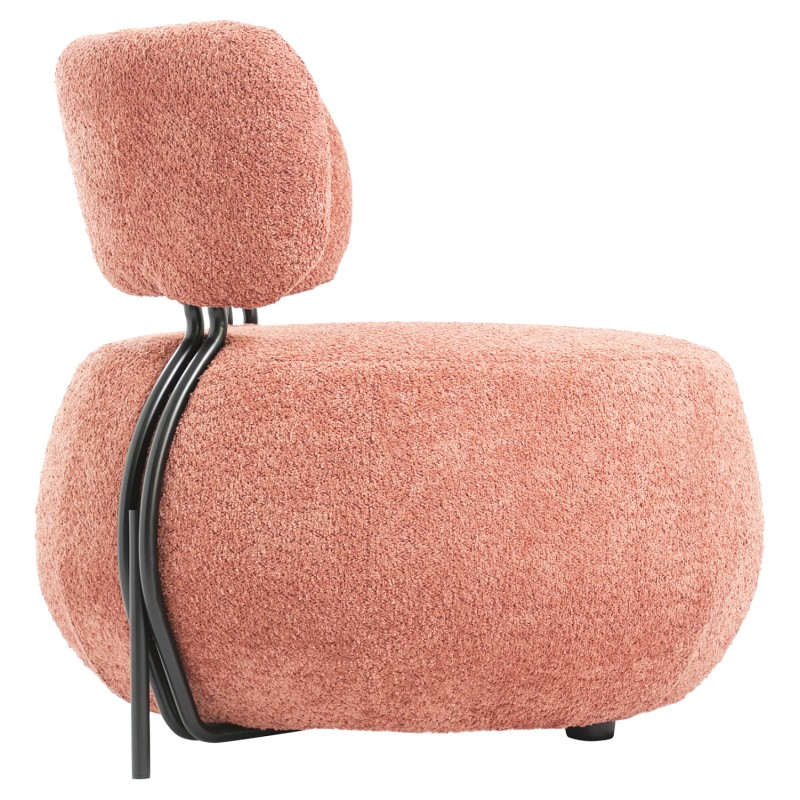 LOUNGE CHAIR ROUND KARSEN FK9598.02 PINK BOUCLE FABRIC 75x75x75H cm. LOUNGE CHAIR ROUND KARSEN FK9598.02 PINK BOUCLE FABRIC 75x75x75H cm.