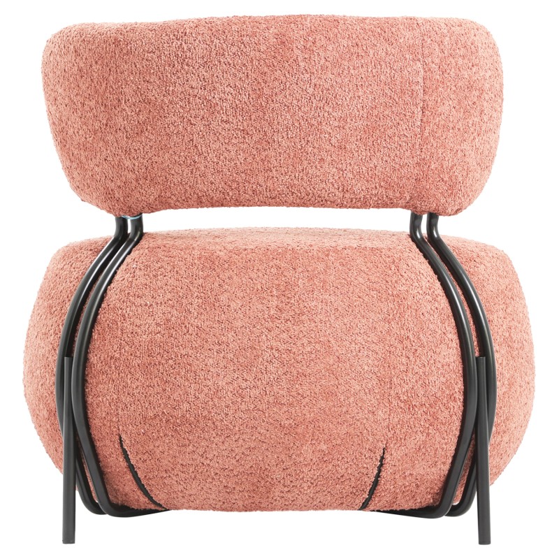 LOUNGE CHAIR ROUND KARSEN FK9598.02 PINK BOUCLE FABRIC 75x75x75H cm. LOUNGE CHAIR ROUND KARSEN FK9598.02 PINK BOUCLE FABRIC 75x75x75H cm.