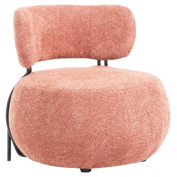 LOUNGE CHAIR ROUND KARSEN FK9598.02 PINK BOUCLE FABRIC 75x75x75H cm.
