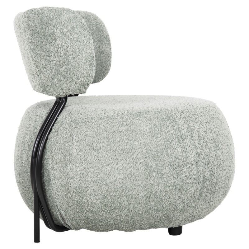 LOUNGE CHAIR ROUND KARSEN FK9598.05 PISTACHIO GREEN BOUCLE FABRIC 75x75x75Hcm.