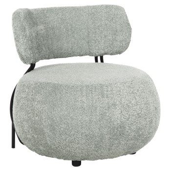 LOUNGE CHAIR ROUND KARSEN FK9598.05 PISTACHIO GREEN BOUCLE FABRIC 75x75x75Hcm.