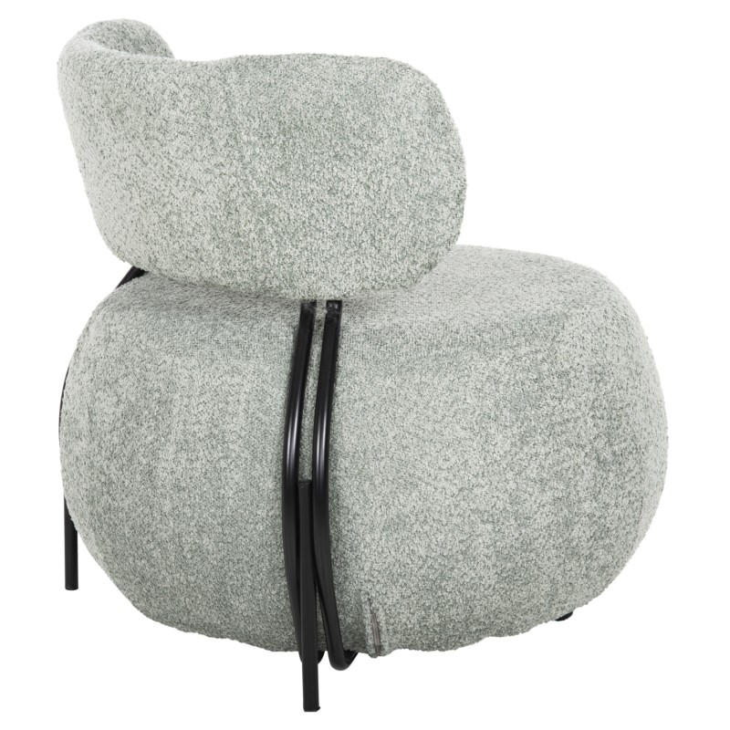 LOUNGE CHAIR ROUND KARSEN FK9598.05 PISTACHIO GREEN BOUCLE FABRIC 75x75x75Hcm.