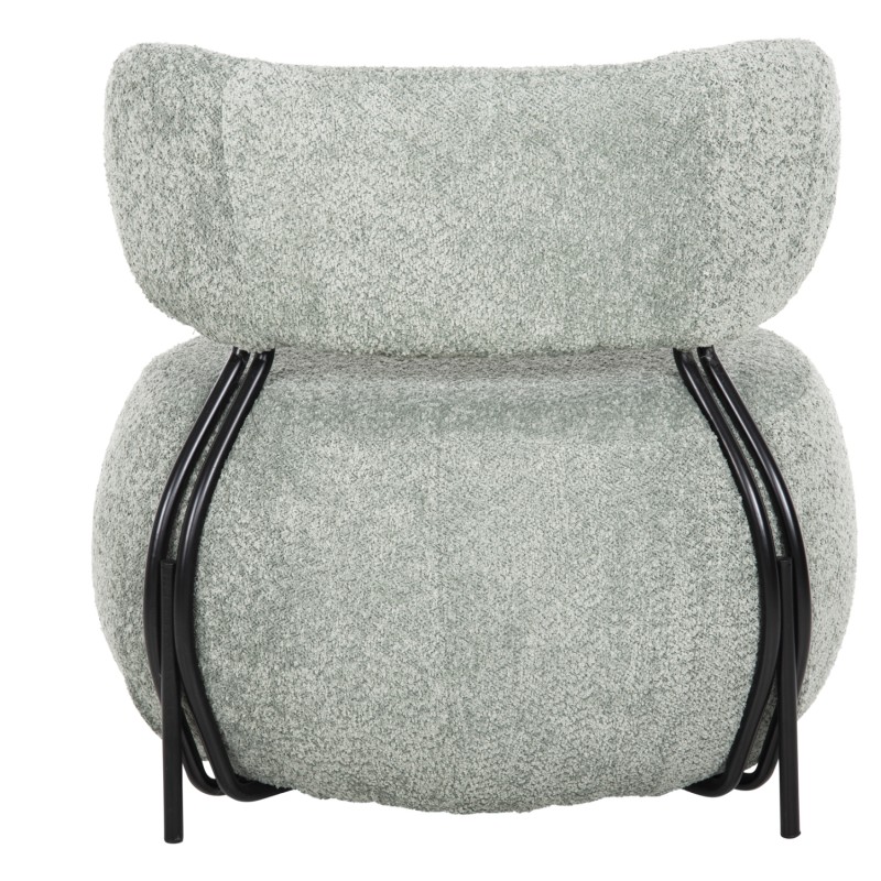LOUNGE CHAIR ROUND KARSEN FK9598.05 PISTACHIO GREEN BOUCLE FABRIC 75x75x75Hcm.