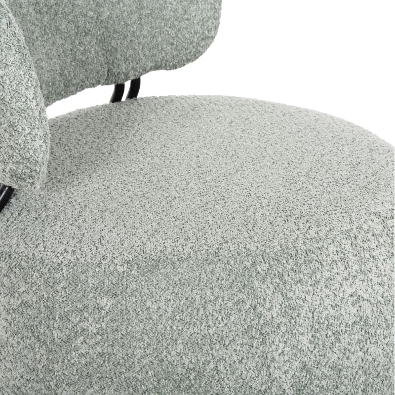 LOUNGE CHAIR ROUND KARSEN FK9598.05 PISTACHIO GREEN BOUCLE FABRIC 75x75x75Hcm.