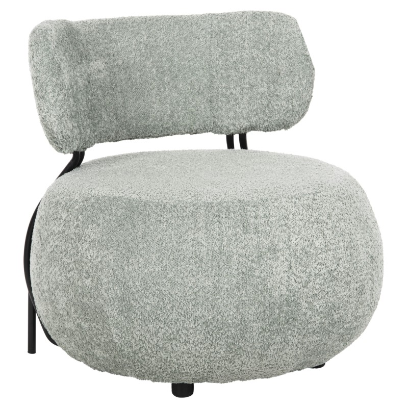 LOUNGE CHAIR ROUND KARSEN FK9598.05 PISTACHIO GREEN BOUCLE FABRIC 75x75x75Hcm.