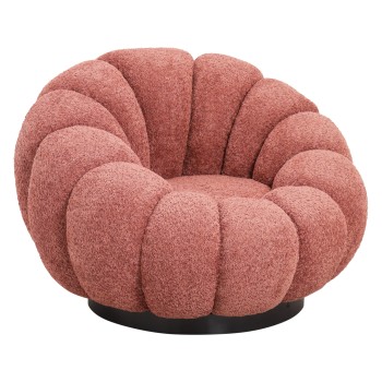 ARMCHAIR SWIVEL GRYMM FK9601.02 PINK BOUCLE-BLACK METAL BASE 95x92x68Hcm.