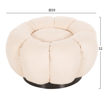 STOOL ROUND GRYMM FK9602.06 ECRU BOUCLE-BLACK METAL BASE Φ60x31Hcm. STOOL ROUND GRYMM FK9602.06 ECRU BOUCLE-BLACK METAL BASE Φ60x31Hcm.