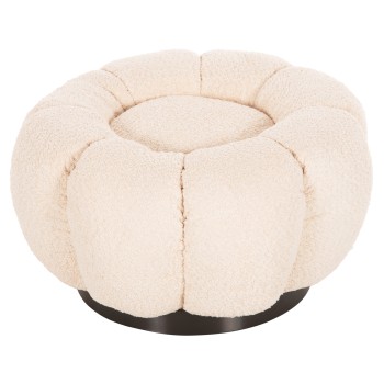 STOOL ROUND GRYMM FK9602.06 ECRU BOUCLE-BLACK METAL BASE Φ60x31Hcm.