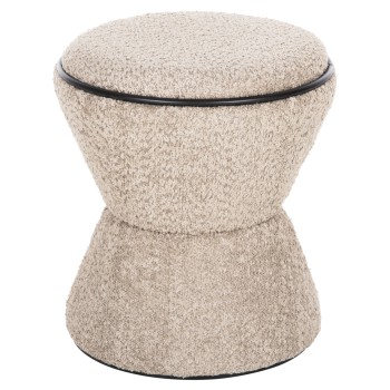 STOOL ROUND LINNER FK9604.08 BOUCLE FABRIC BEIGE-BLACK DETAIL D38x44 cm.