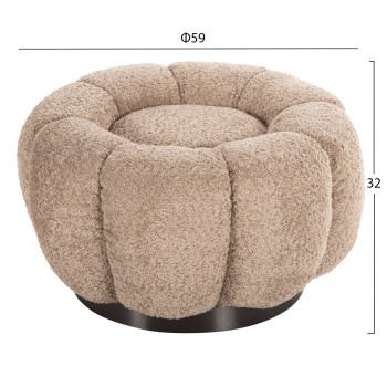 STOOL ROUND GRYMM FK9602.08 BEIGE BOUCLE-BLACK METAL BASE Φ60x31Hcm. STOOL ROUND GRYMM FK9602.08 BEIGE BOUCLE-BLACK METAL BASE Φ60x31Hcm.