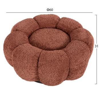 STOOL ROUND GRYMM FK9602.02 PINK BOUCLE-BLACK METAL BASE Φ60x31Hcm. STOOL ROUND GRYMM FK9602.02 PINK BOUCLE-BLACK METAL BASE Φ60x31Hcm.
