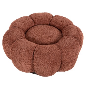 STOOL ROUND GRYMM FK9602.02 PINK BOUCLE-BLACK METAL BASE Φ60x31Hcm.
