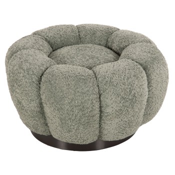 STOOL ROUND GRYMM FK9602.05 PISTACHIO GREEN BOUCLE-BLACK METAL BASE Φ60x31Hcm.