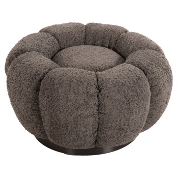 STOOL ROUND GRYMM FK9602.01 GREY BOUCLE-BLACK METAL BASE Φ60x31Hcm.