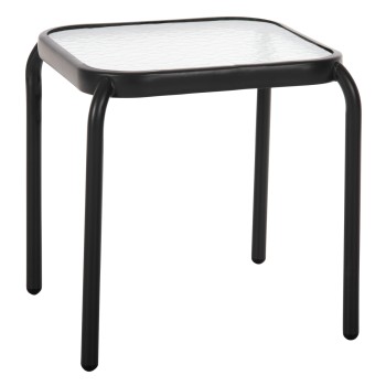 OUTDOOR SIDE TABLE SQUARE DIDO FK5975.01 METAL IN ANTHRACITE-GLASS 41x41x43Hcm.