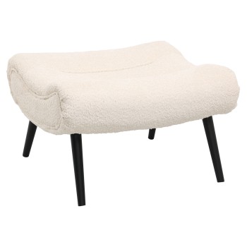 STOOL-FOOTREST BRYM FK9606.06 ECRU BOUCLE FABRIC-BLACK WOODEN LEGS 68X58X40Hcm.