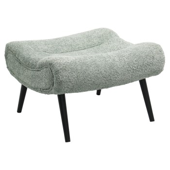 STOOL-FOOTREST BRYM FK9606.05 PISTACHIO GREEN BOUCLE FABRIC-BLACK WOODEN LEGS 68X58X40Hcm.