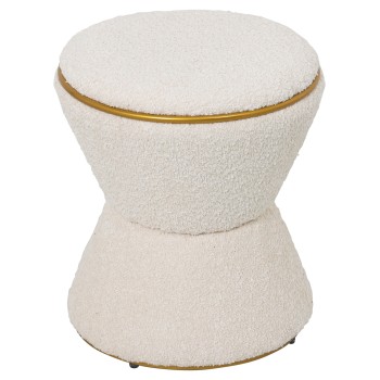 STOOL ROUND LINNER FK9604.16 BOUCLE FABRIC ECRU-GOLD DETAIL Φ38,5x43Hcm. STOOL ROUND LINNER FK9604.16 BOUCLE FABRIC ECRU-GOLD DETAIL Φ38,5x43Hcm.