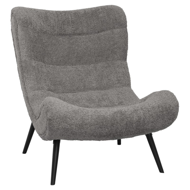 ARMCHAIR BRYM FK9605.11 GREY BOUCLE FABRIC-BLACK WOODEN LEGS 97x80x100Hcm. ARMCHAIR BRYM FK9605.11 GREY BOUCLE FABRIC-BLACK WOODEN LEGS 97x80x100Hcm.