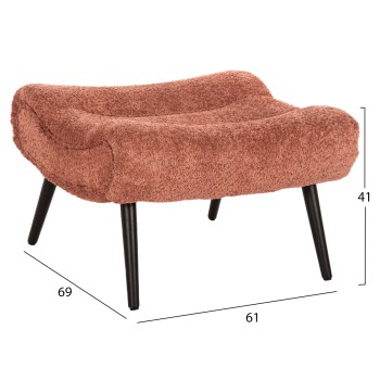 STOOL-FOOTREST BRYM FK9606.02 PINK BOUCLE FABRIC-BLACK WOODEN LEGS 68X58X40Hcm. STOOL-FOOTREST BRYM FK9606.02 PINK BOUCLE FABRIC-BLACK WOODEN LEGS 68X58X40Hcm.