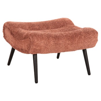 STOOL-FOOTREST BRYM FK9606.02 PINK BOUCLE FABRIC-BLACK WOODEN LEGS 68X58X40Hcm.