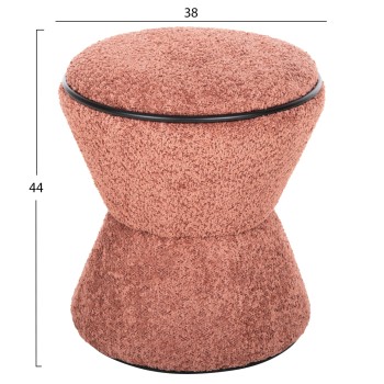 STOOL ROUND LINNER FK9604.02 BOUCLE FABRIC PINK-BLACK DETAIL D38x44 cm. STOOL ROUND LINNER FK9604.02 BOUCLE FABRIC PINK-BLACK DETAIL D38x44 cm.