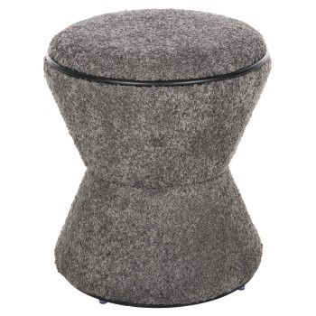 STOOL ROUND LINNER FK9604.01 BOUCLE FABRIC GREY-BLACK DETAIL D38x44 cm.
