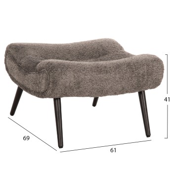 STOOL-FOOTREST BRYM FK9606.01 GREY BOUCLE FABRIC-BLACK WOODEN LEGS 68X58X40Hcm. STOOL-FOOTREST BRYM FK9606.01 GREY BOUCLE FABRIC-BLACK WOODEN LEGS 68X58X40Hcm.