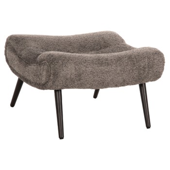 STOOL-FOOTREST BRYM FK9606.01 GREY BOUCLE FABRIC-BLACK WOODEN LEGS 68X58X40Hcm.