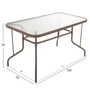 OUTDOOR METALLIC TABLE ADAM FK5679.04 CHAMPAGNE COLOR WITH REINFORCED GLASS TOP 120Χ70Χ71Hcm. OUTDOOR METALLIC TABLE ADAM FK5679.04 CHAMPAGNE COLOR WITH REINFORCED GLASS TOP 120Χ70Χ71Hcm.