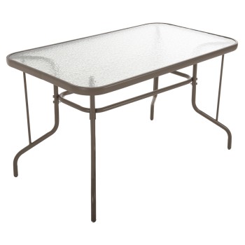 OUTDOOR METALLIC TABLE ADAM FK5679.04 CHAMPAGNE COLOR WITH REINFORCED GLASS TOP 120Χ70Χ71Hcm.