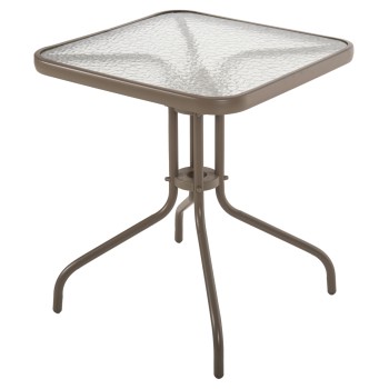 OUTDOOR TABLE SQUARE FIGO FK5035.04 CHAMPAGNE METAL-GLASS TABLETOP 60Χ60Χ70Hcm