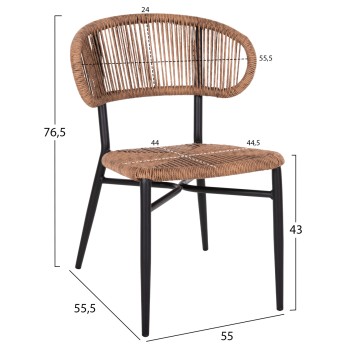 CHAIR EULO FK6049.02 ALUMINUM IN BLACK-SYNTHETIC RATTAN CHAIR EULO FK6049.02 ALUMINUM IN BLACK-SYNTHETIC RATTAN