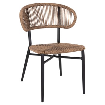 CHAIR EULO FK6049.02 ALUMINUM IN BLACK-SYNTHETIC RATTAN