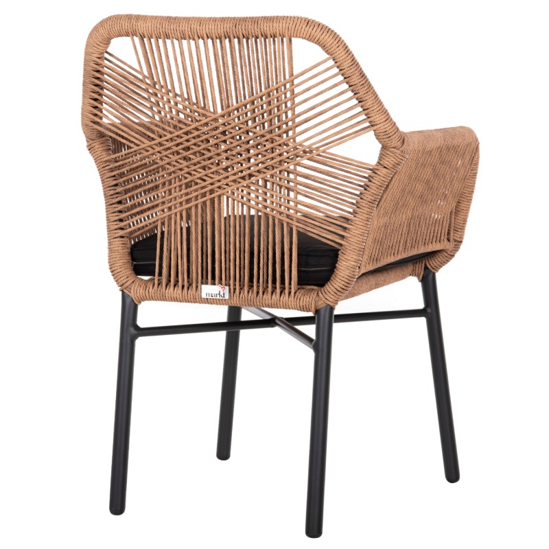 ARMCHAIR TOPIN FK6048.02 ALUMINUM BLACK-P.E. RATTAN BEIGE-CUSHION BLACK 57x65x84Hcm ARMCHAIR TOPIN FK6048.02 ALUMINUM BLACK-P.E. RATTAN BEIGE-CUSHION BLACK 57x65x84Hcm