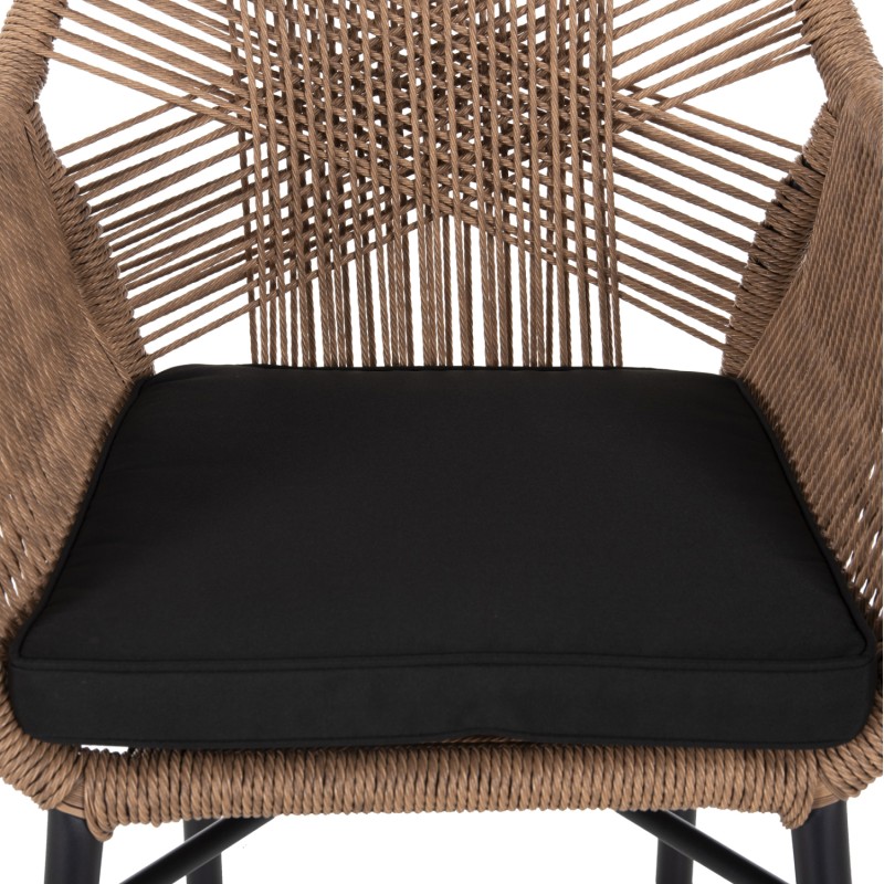 ARMCHAIR TOPIN FK6048.02 ALUMINUM BLACK-P.E. RATTAN BEIGE-CUSHION BLACK 57x65x84Hcm ARMCHAIR TOPIN FK6048.02 ALUMINUM BLACK-P.E. RATTAN BEIGE-CUSHION BLACK 57x65x84Hcm