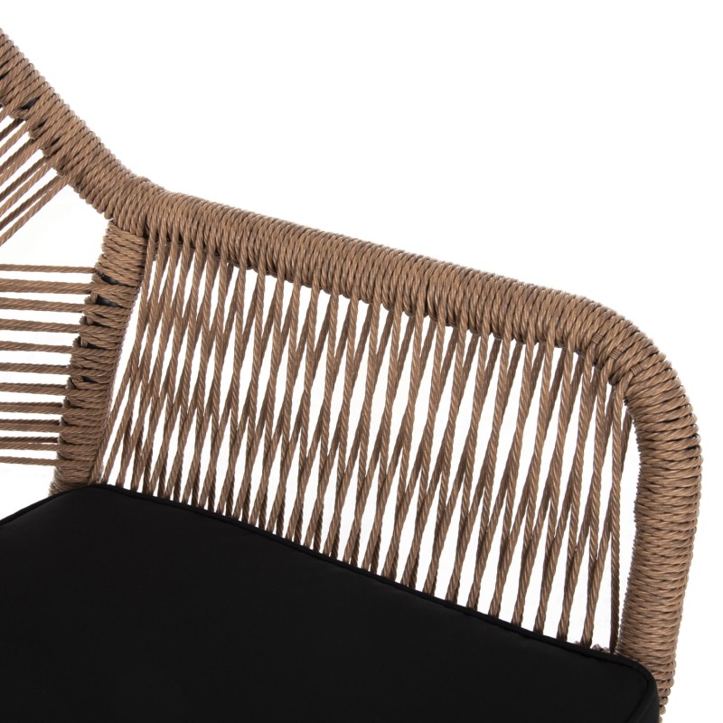 ARMCHAIR TOPIN FK6048.02 ALUMINUM BLACK-P.E. RATTAN BEIGE-CUSHION BLACK 57x65x84Hcm ARMCHAIR TOPIN FK6048.02 ALUMINUM BLACK-P.E. RATTAN BEIGE-CUSHION BLACK 57x65x84Hcm