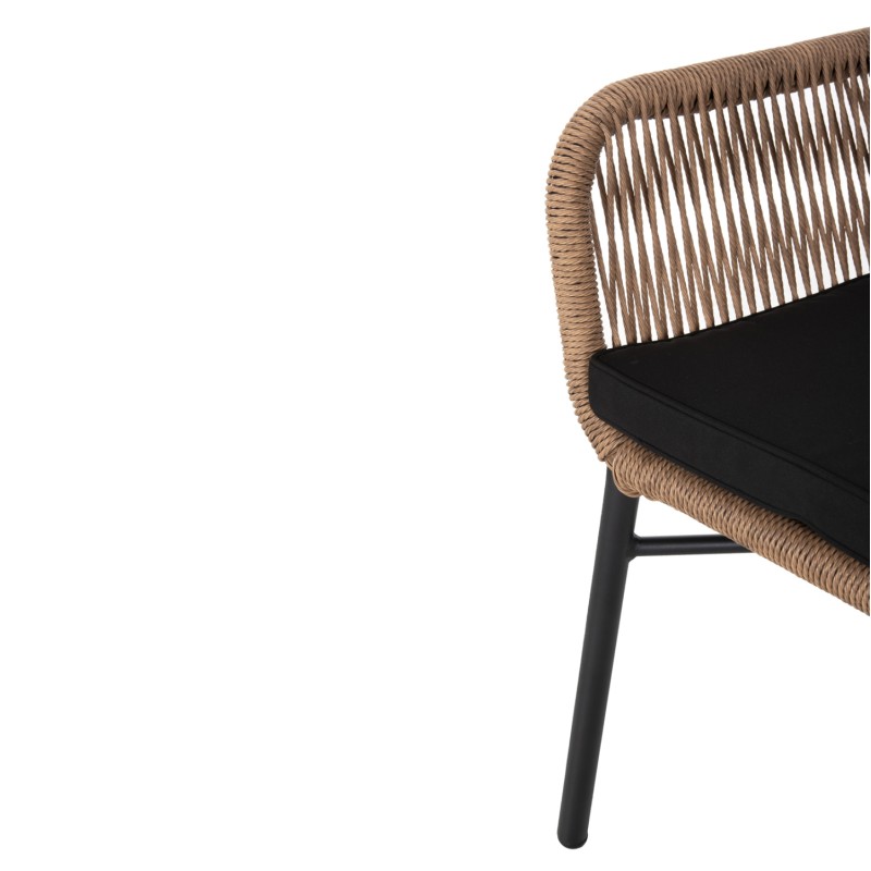 ARMCHAIR TOPIN FK6048.02 ALUMINUM BLACK-P.E. RATTAN BEIGE-CUSHION BLACK 57x65x84Hcm ARMCHAIR TOPIN FK6048.02 ALUMINUM BLACK-P.E. RATTAN BEIGE-CUSHION BLACK 57x65x84Hcm