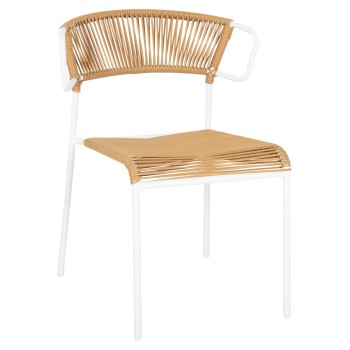 CHAIR SUKI FK6053.01 METAL IN WHITE AND SYNTHETIC RATTAN IN NATURAL COLOR 54x62x80Hcm.